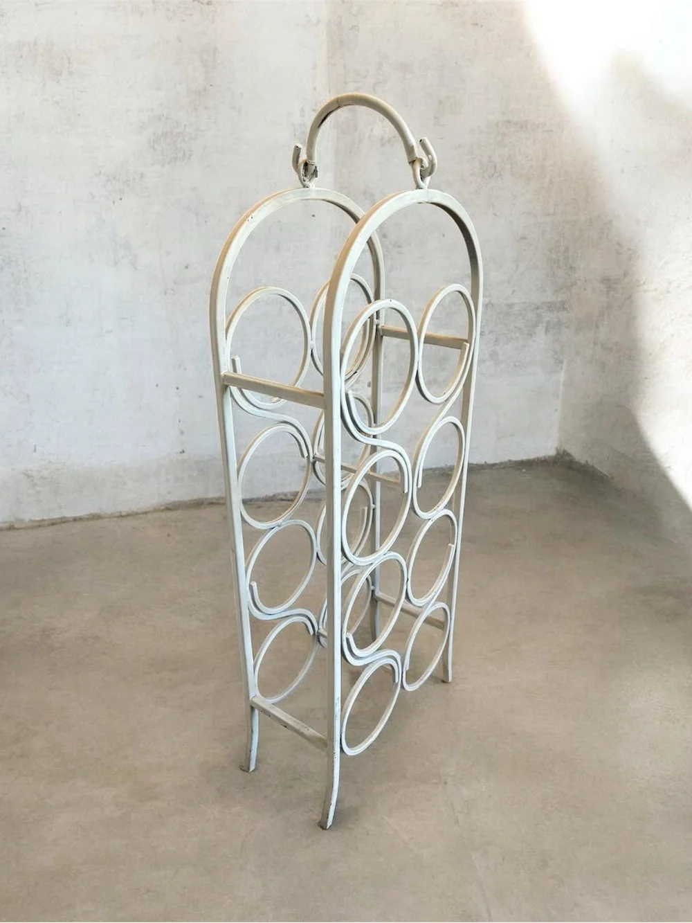 Rustic White Metal Wine Rack - Picture 2 of 3